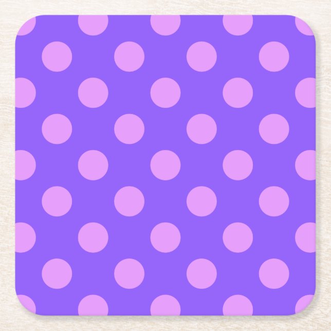 Posavasos Cuadrado De Papel Pos de polka de Lilac en periwinkle (Anverso)