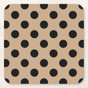 Posavasos Cuadrado De Papel Pos de polka negro en beige
