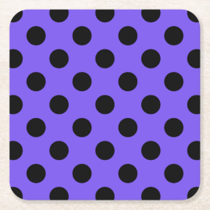 Posavasos Cuadrado De Papel Pos de polka negro en periwinkle