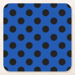 Posavasos Cuadrado De Papel Pos de polka negro sobre azul real<br><div class="desc">Pos de polka negro sobre azul real</div>