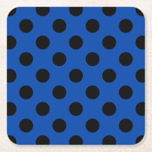 Posavasos Cuadrado De Papel Pos de polka negro sobre azul real