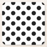 Posavasos Cuadrado De Papel Pos de polka negro sobre blanco<br><div class="desc">Pos de polka negro sobre blanco</div>