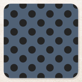 Posavasos Cuadrado De Papel Pos de polka negro sobre gris-azul