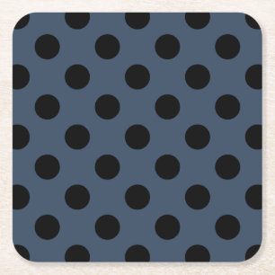Posavasos Cuadrado De Papel Pos de polka negro sobre gris-azul
