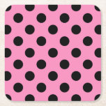 Posavasos Cuadrado De Papel Pos de polka negro sobre rosa<br><div class="desc">Pos de polka negro sobre rosa</div>