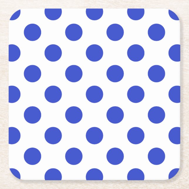 Posavasos Cuadrado De Papel Pos reales de polka azul (Anverso)