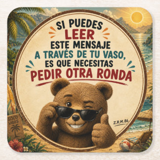 Posavasos Cuadrado De Papel Posavaso osito sonriente