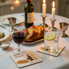 Posavasos Cuadrado De Papel Posavasos de Acuarela Personalizado Shabbat Shalom