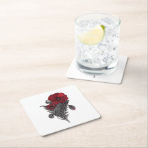 Posavasos de Bebida de Flor de Amapola Roja Arte d