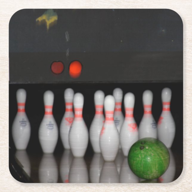 Posavasos Cuadrado De Papel Posavasos de Bowling (Anverso)