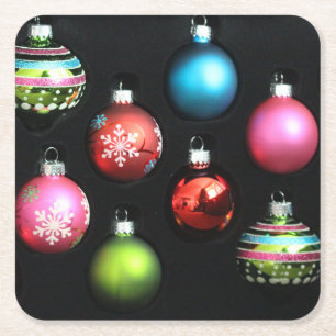 Posavasos Cuadrado De Papel Posavasos de decoración de bombilla de Navidad