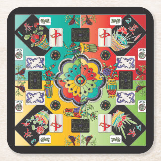 Posavasos Cuadrado De Papel Posavasos de fichas de Mahjong