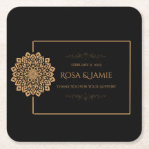 Posavasos de fiesta de boda elegantes de negro y d