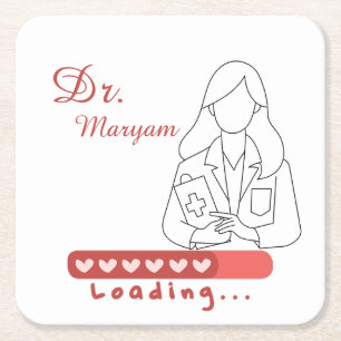 Posavasos Cuadrado De Papel Posavasos de médico personalizable - Agrega tu nom