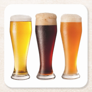 Posavasos Cuadrado De Papel Posavasos de tres cervezas de barril