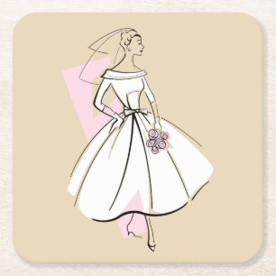 Posavasos Cuadrado De Papel Posavasos Novia de Moda Neutro