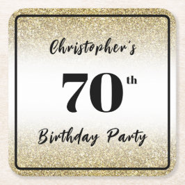 Posavasos Cuadrado De Papel Posavasos para fiesta de cumpleaños 70 moderno neg