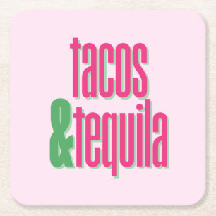 Posavasos Cuadrado De Papel Posavasos para Fiesta de Tacos y Tequila