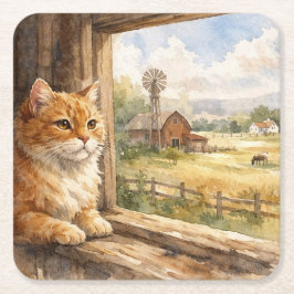 Posavasos Cuadrado De Papel Posavasos para gatos de granja