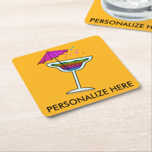 POSAVASOS CUADRADO DE PAPEL POSAVASOS PERSONALIZADOS - DISEÑO DE MARGARITA