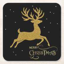 Posavasos Reno de Navidad Negro y Dorado