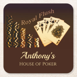 Posavasos Cuadrado De Papel Posavasos Temáticos de Bebidas con Poker Royal Flu