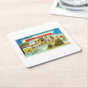 Posavasos Cuadrado De Papel Postal vieja del viaje del vintage del MD del