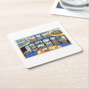 Posavasos Cuadrado De Papel Postales de letras grandes del estado de Nueva Jer