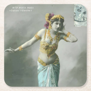 Posavasos Cuadrado De Papel Postcarta de Vintage Mata Hari