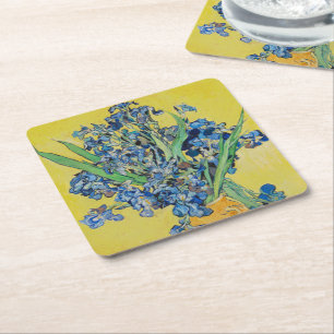 Posavasos Cuadrado De Papel Poster de Irises Vincent van Gogh