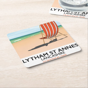 Posavasos Cuadrado De Papel Póster de Lytham St Annes Lancashire junto al mar