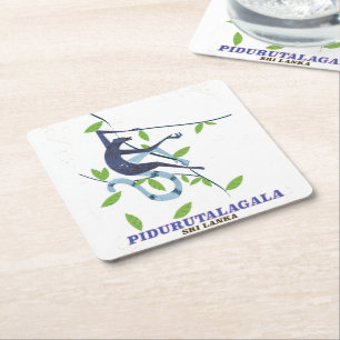 Posavasos Cuadrado De Papel Póster de viaje Pidurutalagala Sri Lanka.