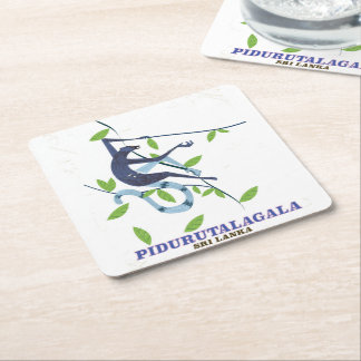 Posavasos Cuadrado De Papel Póster de viaje Pidurutalagala Sri Lanka.