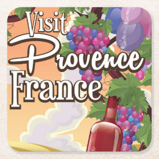 Posavasos Cuadrado De Papel Póster de viaje Viñedo Provenza Francia
