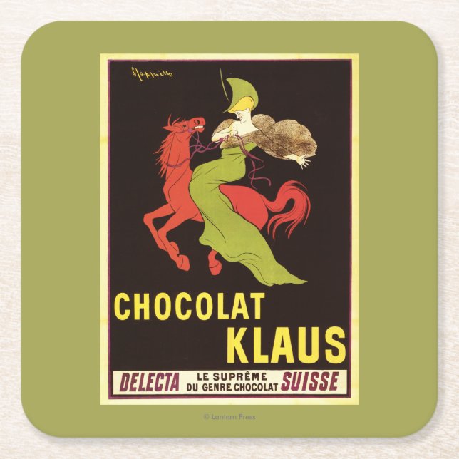 Posavasos Cuadrado De Papel Poster del anuncio de Chocolat Klaus (Anverso)
