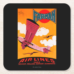 Posavasos Cuadrado De Papel Poster del monoplano de las líneas aéreas F-170