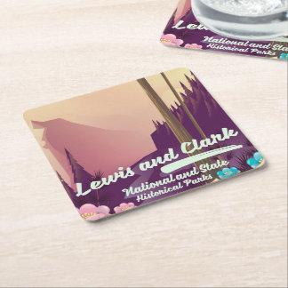 Posavasos Cuadrado De Papel Póster del parque nacional y estatal Lewis y Clark