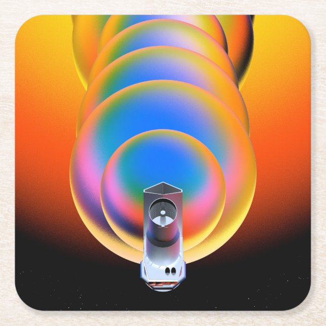 Posavasos Cuadrado De Papel Poster del telescopio espacial Spitzer. (Anverso)