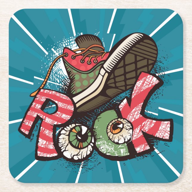 Posavasos Cuadrado De Papel Poster Grunge Rock Resumen de Guay (Anverso)