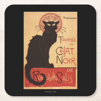 Posavasos Cuadrado De Papel Poster Noir del promo del gato negro de la