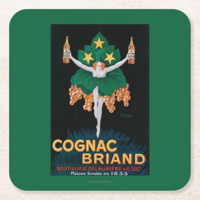 Posavasos Cuadrado De Papel Poster promocional de Briand del coñac (Anverso)
