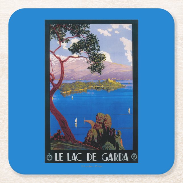 Posavasos Cuadrado De Papel Poster promocional del viaje de Garda del lago (Anverso)