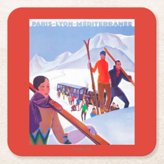 Posavasos Cuadrado De Papel Poster promocional ferroviario de PLM