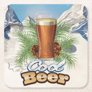 Posavasos Cuadrado De Papel Póster vintage de bar de Cerveza Cool