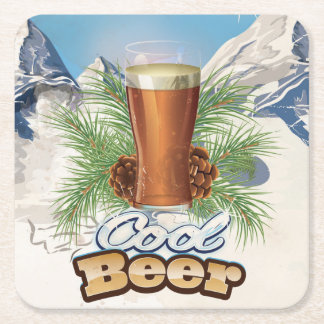 Posavasos Cuadrado De Papel Póster vintage de bar de Cerveza Cool