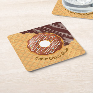 Posavasos Cuadrado De Papel Postre,Donut Glaseado de Chocolate, Chocolate Derr