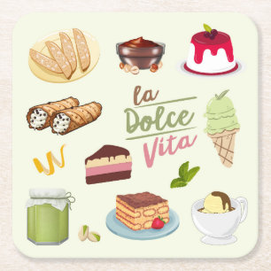 Posavasos Cuadrado De Papel Postres Dulces Italianos