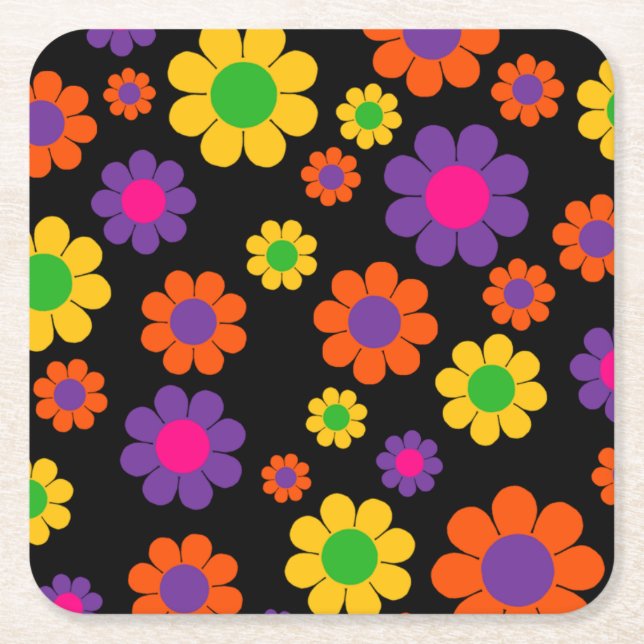 Posavasos Cuadrado De Papel Potencia de flor (Anverso)