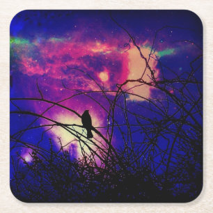 Posavasos Cuadrado De Papel Práctico de costa celestial del cuervo