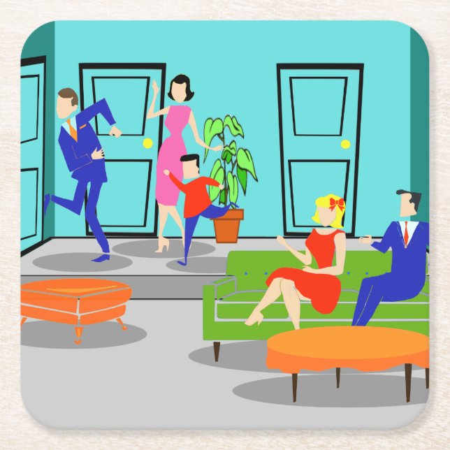 Posavasos Cuadrado De Papel Práctico de costa clásico retro del papel de la (Anverso)